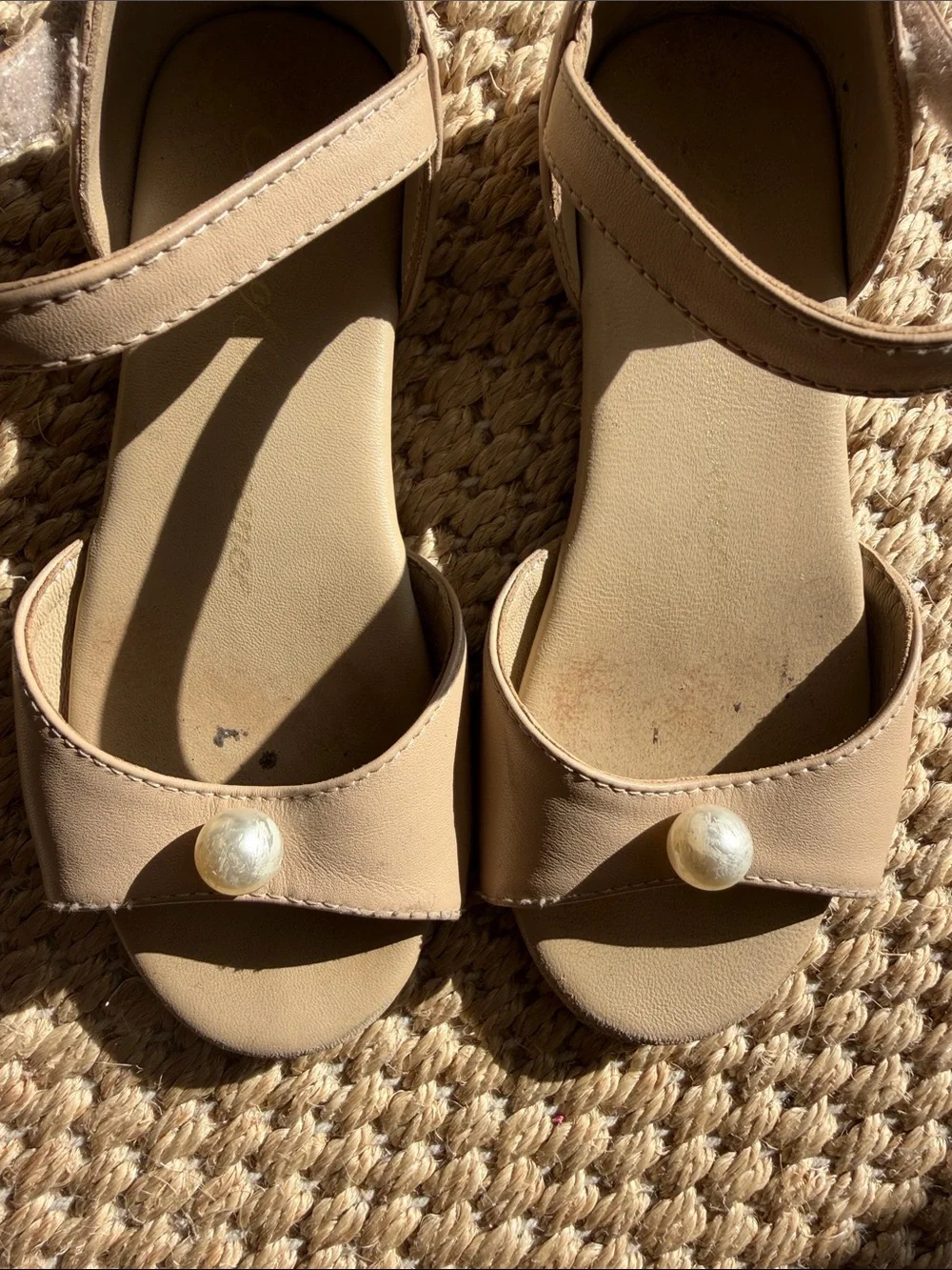 Age of Innocence Toddler Girl Nude Mila Beige Pearl Sandals size 12